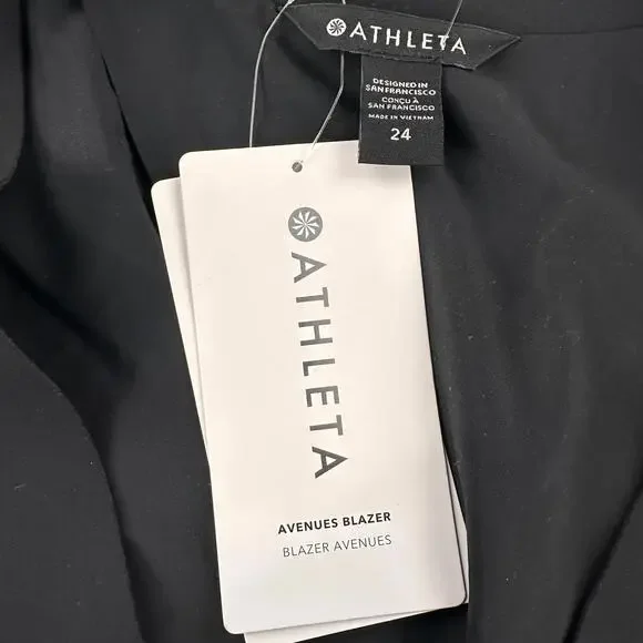 Athleta Avenue Blazer Womens 24 Black Formal Buisness Casual Roll Sleeve NWT - Picture 3 of 6